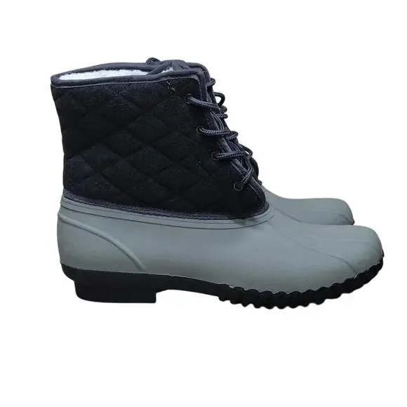Sociology Gray Black Winter Outdoor Faux Fur Lined Rubber Weather Boots - Picture 1 of 8